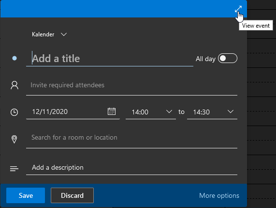 Minimized event view