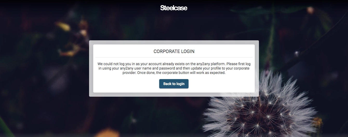 Corporate login error